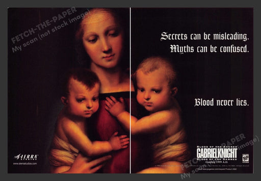1998 Gabriel Knight Blood of the Sacred Video Game Print Advertisement (2 Pages)