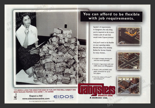1998 Gangsters: Organized Crime Money Pile Video Game Print Advertisement (2pgs) Fetch the Paper!