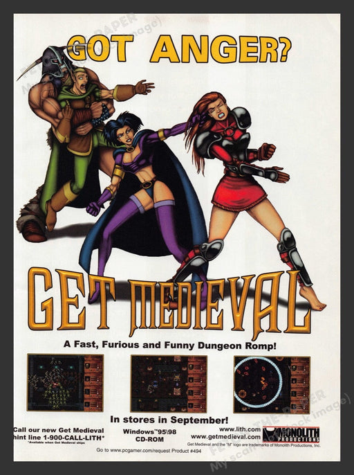 1998 Get Medieval "Got Anger?" Video Game Print Advertisement