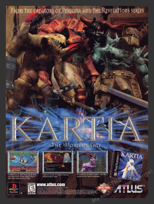 1998 Kartia: The Word of Fate Video Game Print Advertisement