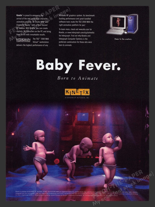 1998 Kinetix Dancing Baby "Baby Fever" Video Game Print Advertisement