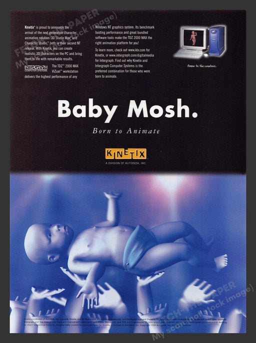 1998 Kinetix Dancing Baby "Baby Mosh" Pit Video Game Print Advertisement