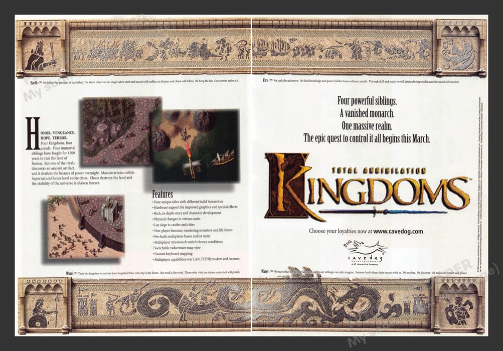 1998 Kingdoms: Total Annihilation Epic Video Game Print Advertisement (2pgs) Fetch the Paper!