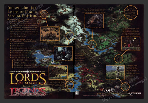 1998 Lords of Magic w/ Legends of Urak Video Game Print Advertisement (2 Pages)