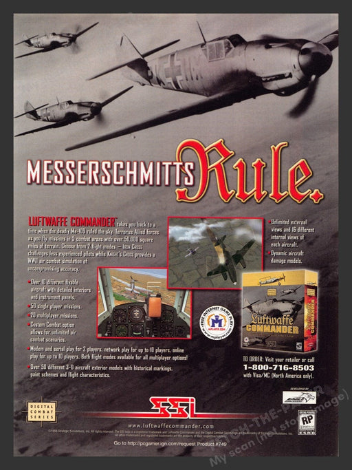 1998 Luftwaffe Commander Messerschmitts Rule Video Game Print Advertisement Fetch the Paper!