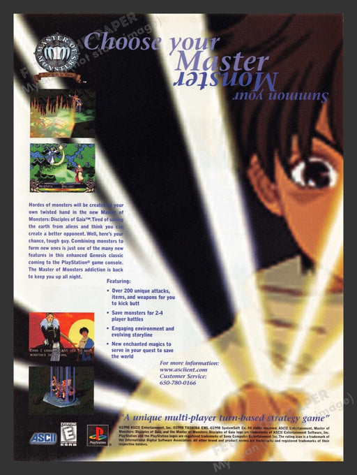 1998 Master of Monsters "Choose your master" Video Game Print Advertisement
