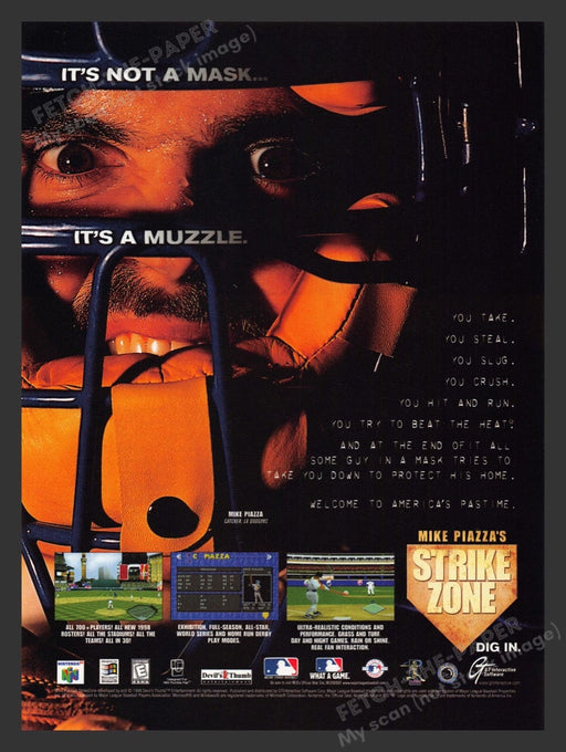 1998 Mike Piazza's Strike Zone Video Game Print Advertisement