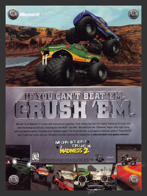 1998 Monster Truck Madness 2 Video Game Print Advertisement
