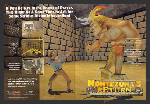 1998 Montezuma's Return Video Game Print Advertisement (2 pgs) Fetch the Paper!