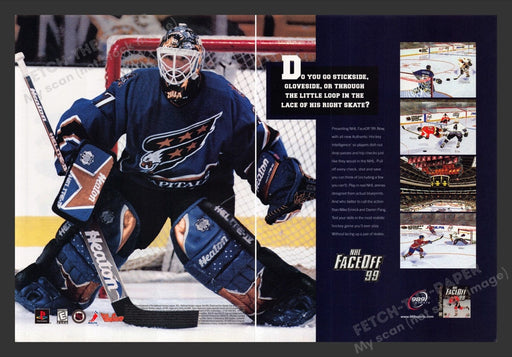 1998 NHL Face Off '99 Hockey Video Game Print Advertisement (2 Pages)