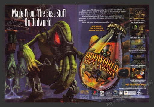 1998 Oddworld: Abe's Exoddus Video Game Print Advertisement (2 Pages)