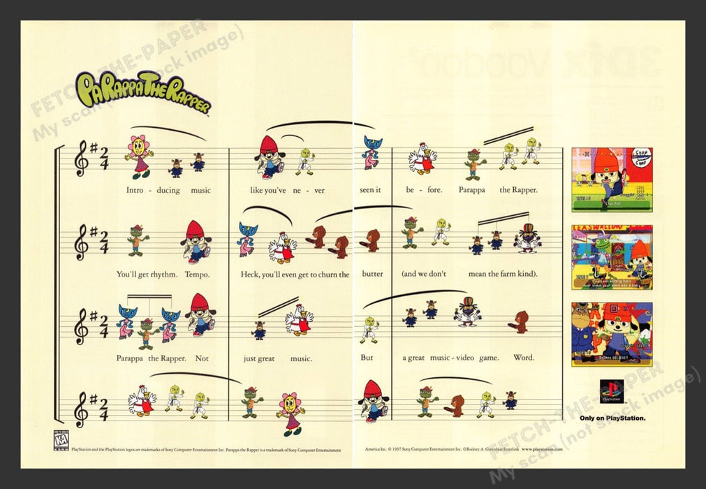 1998 PaRappa The Rapper Song Video Game Print Advertisement