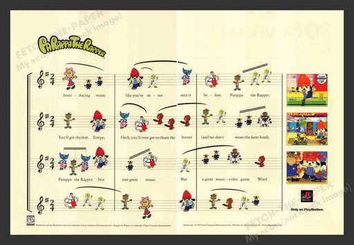1998 PaRappa The Rapper Song Video Game Print Advertisement