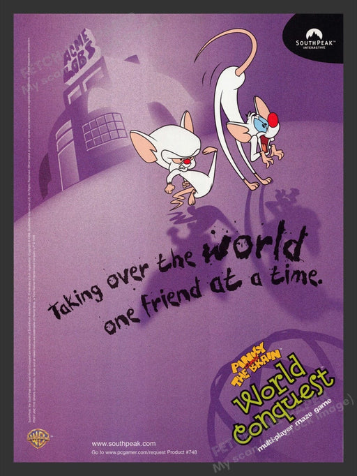 1998 Pinky and the Brain: World Conquest Video Game Print Advertisement