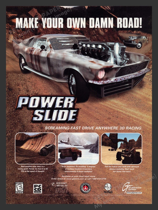 1998 Power Slide "Make your own damn road!" Video Game Print Advertisement