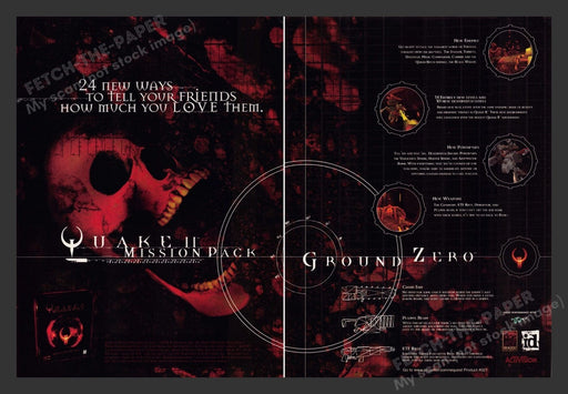 1998 Quake II Mission Pack Ground Zero Video Game Print Advertisement (2 Pages)