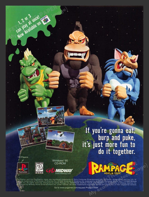 1998 Rampage World Tour Video Game Print Advertisement