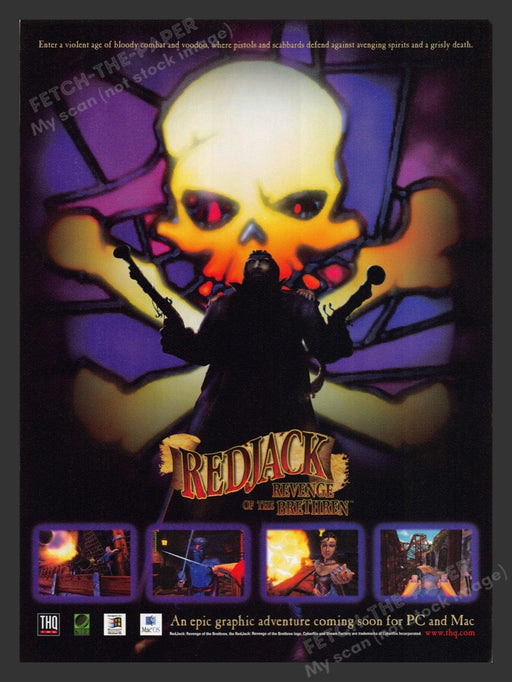1998 Redjack: Revenge of the Brethren Skull Video Game Print Advertisement