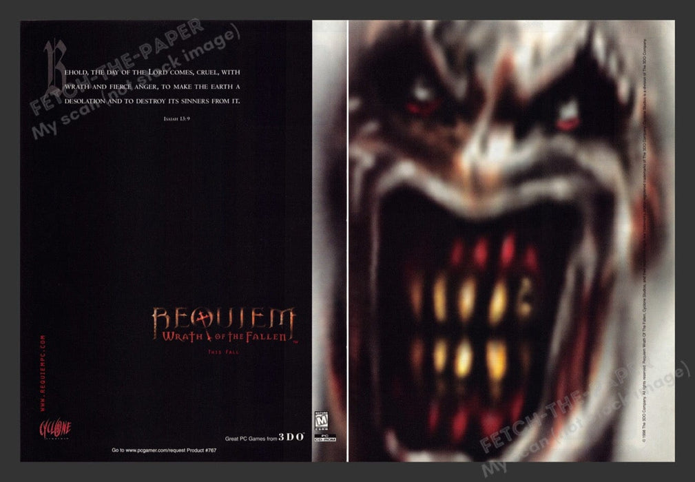 1998 Requiem: Wrath of the Fallen Face Video Game Print Advertisement (2 Pages)