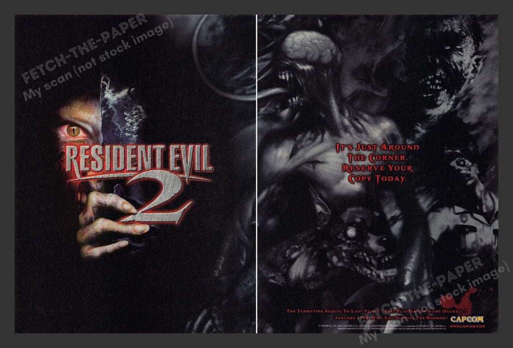1998 Resident Evil 2 Video Game Print Advertisement (2 Pages)