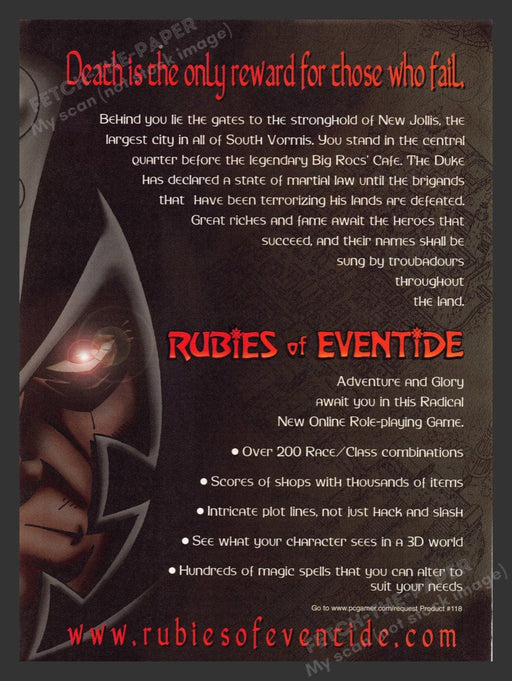 1998 Rubies of Eventide Video Game Print Advertisement