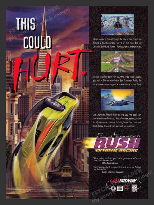 1998 San Francisco Rush: Extreme Racing Video Game Print Advertisement