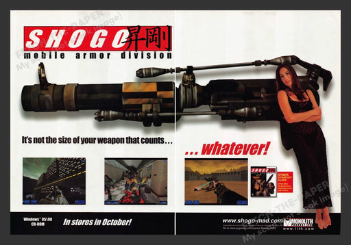 1998 Shogo Size of Your Weapon Counts Video Game Print Advertisement (2 Pages)