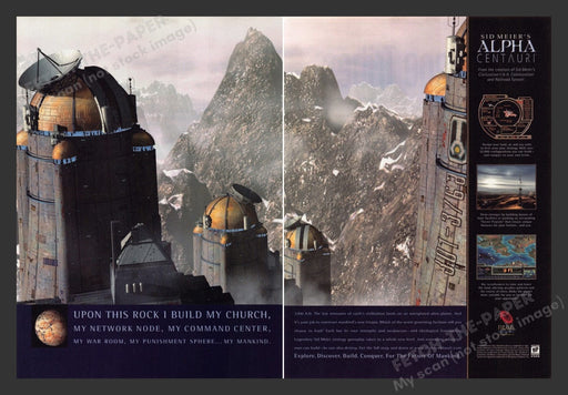 1998 Sid Meier's Alpha Centauri Video Game Print Advertisement (2 Pages)