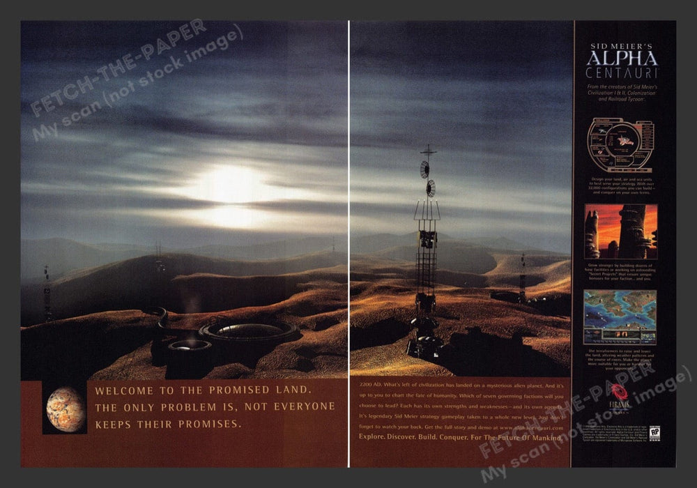 1998 Sid Meier's Alpha Centauri Video Game Print Advertisement (2pgs) Fetch the Paper!