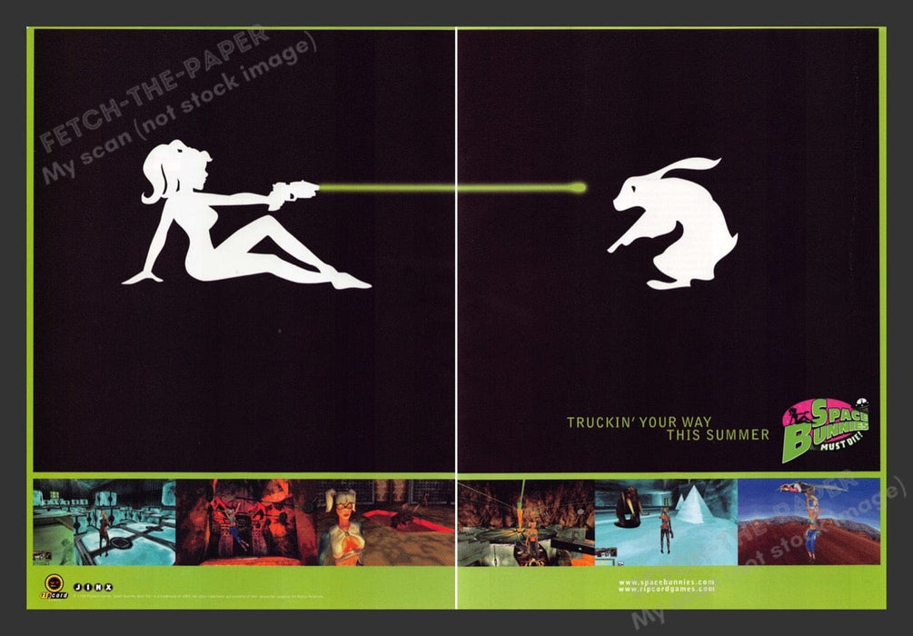 1998 Space Bunnies Must Die Silhouette Video Game Print Advertisement (2 Pages)