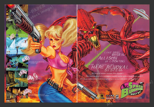 1998 Space Bunnies Must Die! Video Game Print Advertisement (2 Pages)