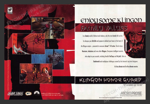 1998 Star Trek: Klingon Honor Guard Video Game Print Advertisement (2 Pages)
