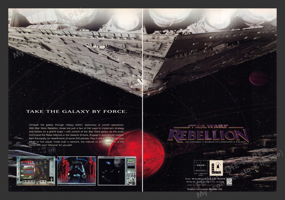 1998 Star Wars: Rebellion Video Game Print Advertisement (2 pgs) Fetch the Paper!