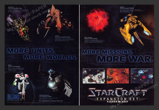 1998 StarCraft: Brood Wars Video Game Print Advertisement (2 Pages)