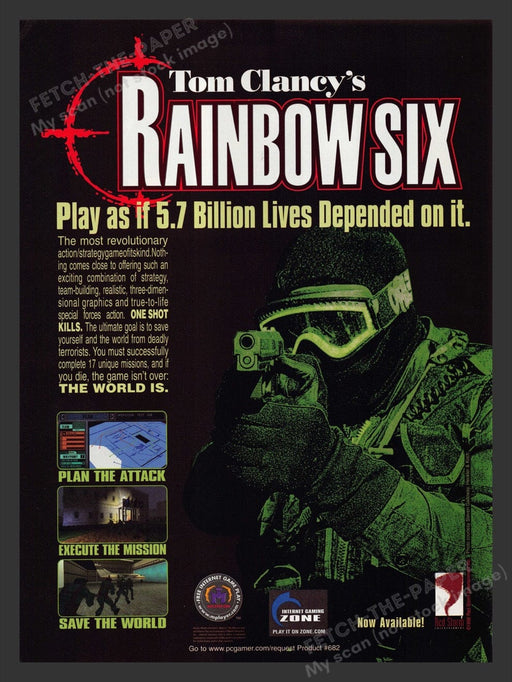 1998 Tom Clancy's Rainbow Six Video Game Print Advertisement