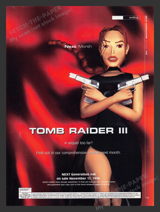 1998 Tomb Raider III Lara Croft Video Game Print Advertisement