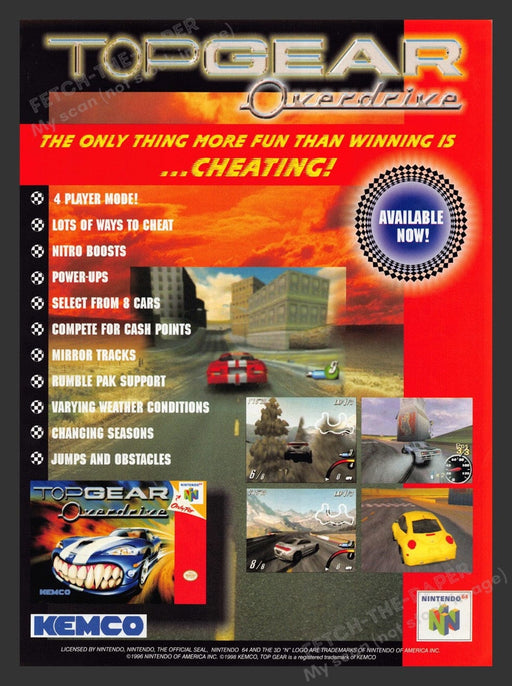 1998 Top Gear Overdrive Video Game Print Advertisement Ad Fetch the Paper!