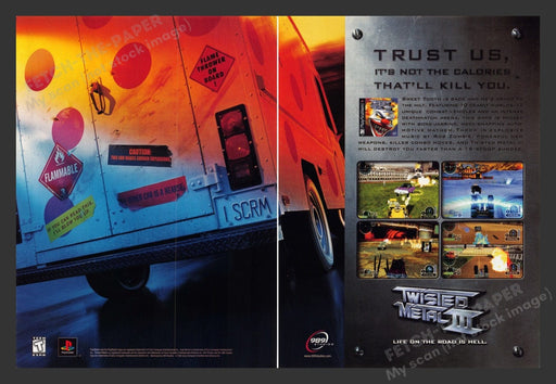 1998 Twisted Metal III Truck Video Game Print Advertisement (2 Pages)