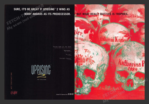1998 Uprising 2 Skull Trophies Video Game Print Advertisement (2 Pages)