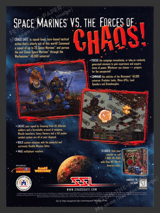 1998 Warhammer 40,000: Chaos Gate Video Game Print Ad Fetch the Paper!