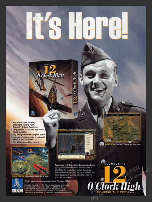 1999 12 O'Clock High: Bombing the Reich Video Game Print Advertisement
