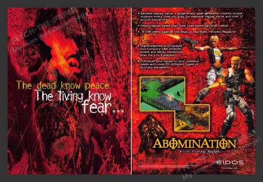 1999 Abomination "Dead know peace. Living know fear" Video Game Print Ad (2 pgs)