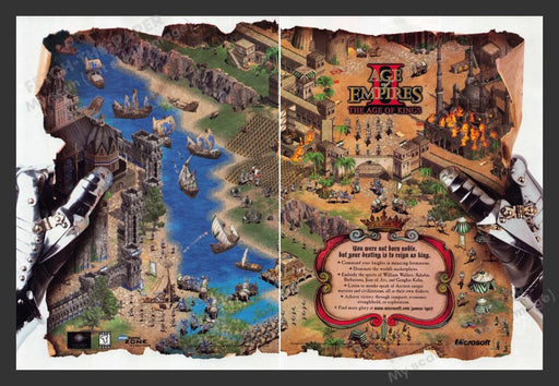 1999 Age of Empires II: The Age of Kings Map Video Game Print Ad (2 pgs)