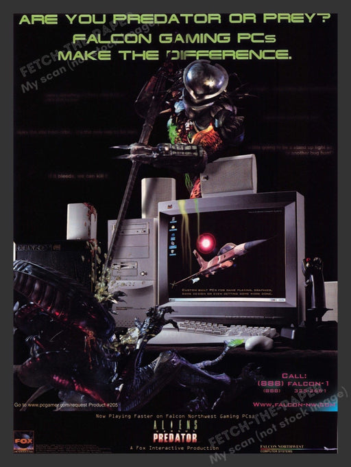 1999 Aliens Versus Predator Falcon Gaming PCs Video Game Print Advertisement