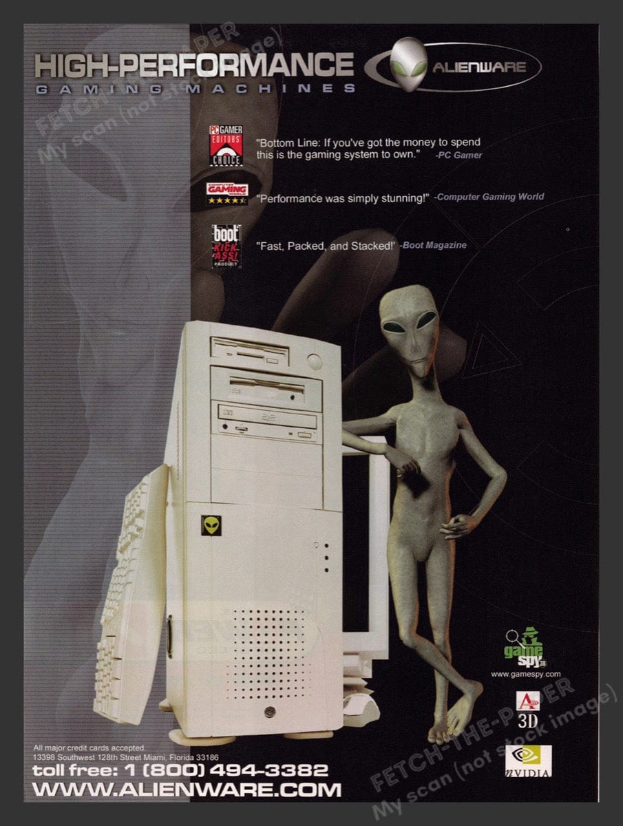 Alienware Gaming Machine with Alien 1990s Video Game Print Advertiseme ...
