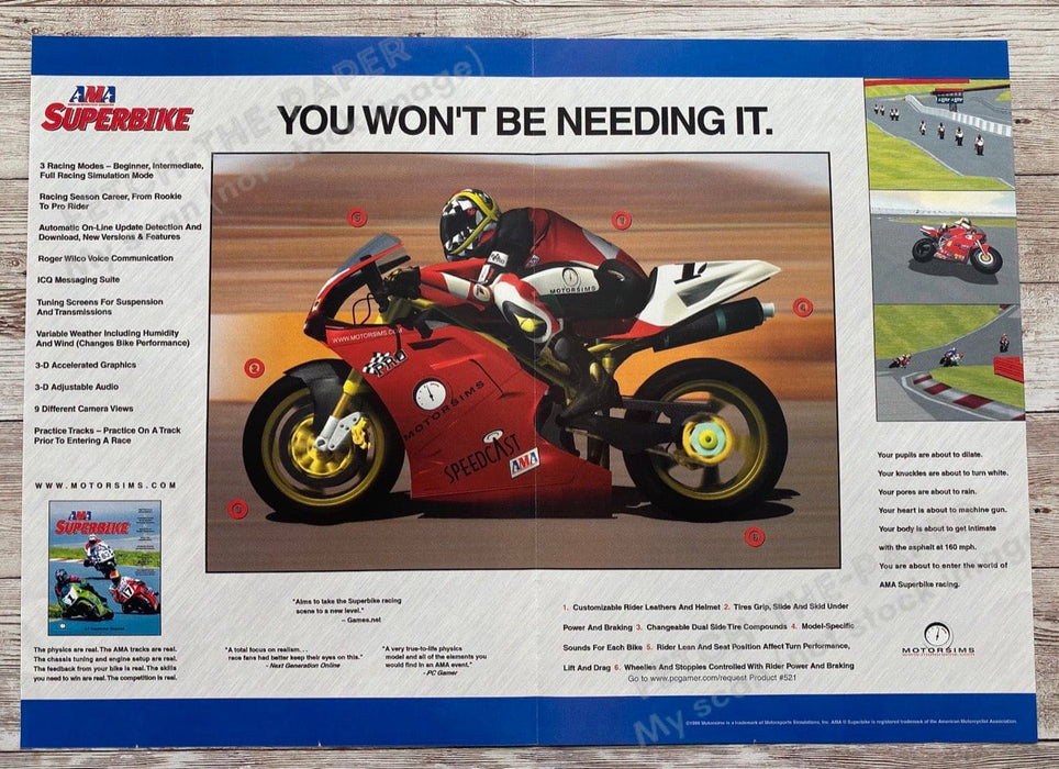 1999 AMA SuperBike 10.5" x 15" Video Game Poster from Magazine Fetch the Paper!