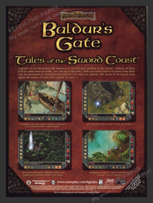 1999 Baldur's Gate: Tales of the Sword Coast Video Game Print Advertisement
