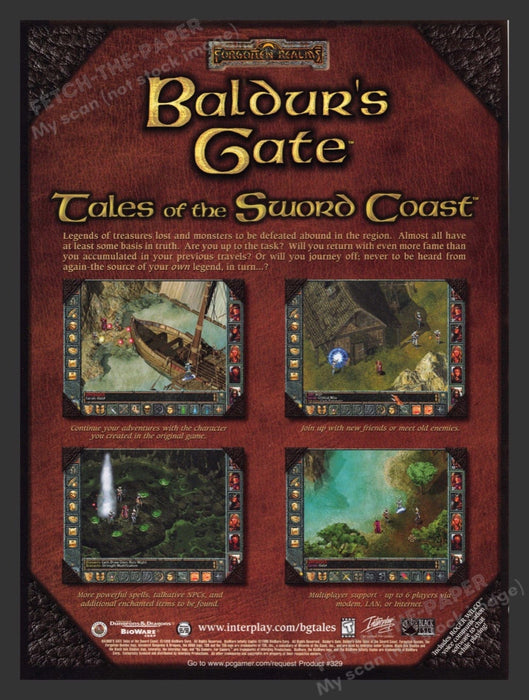 1999 Baldur's Gate: Tales of the Sword Coast Video Game Print Advertisement