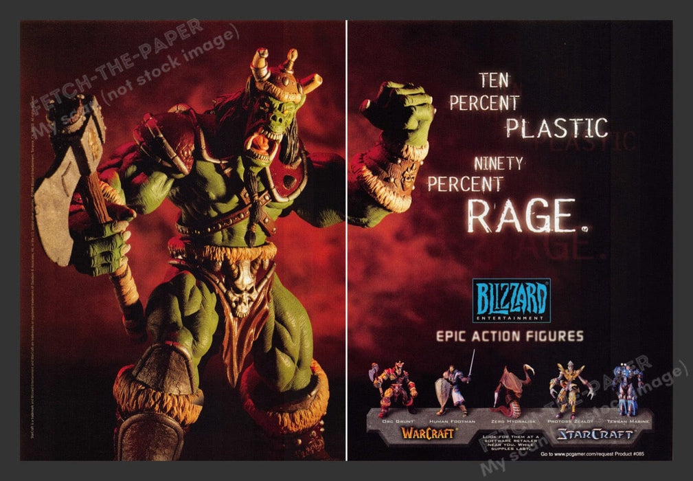 1999 Blizzard Action Figures 90% RAGE! Video Game Print Advertisement 2 pgs