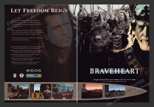 1999 Braveheart "Let Freedom Reign" Video Game Print Advertisement (2 pgs)